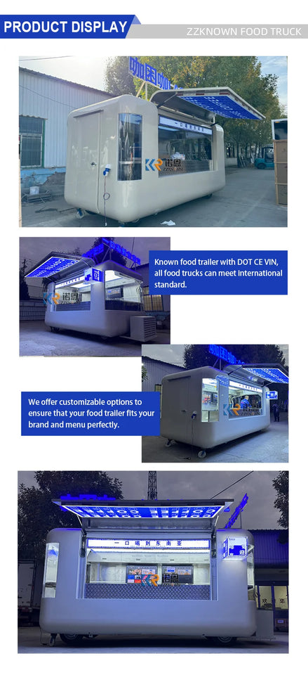 Food Trailer Mobile Fast Food Trailer Flower Shop Ice Cream Cart Juice Coffee Kiosk Fully Equipped