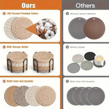 4pcs Absorbent Drink Coasters, Minimalist Cotton Fabric Coasters with Non-Woven Lining for Coffee Table Home Decor