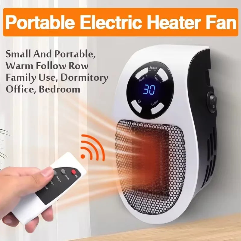 Portable Mini Space Heater with Remote Control Fast Heating Electric Warmer for Room Office Desk Indoor Use
