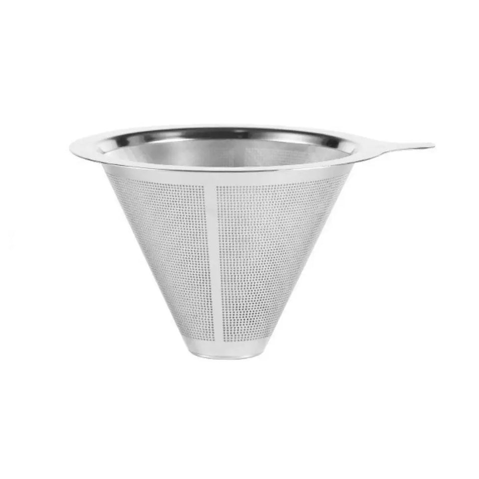 304 Stainless Steel Cafe Drip Coffee Machine Filter Fine Mesh Reusable Coffee Powder Basket with Foldable Handle Tea Strainer