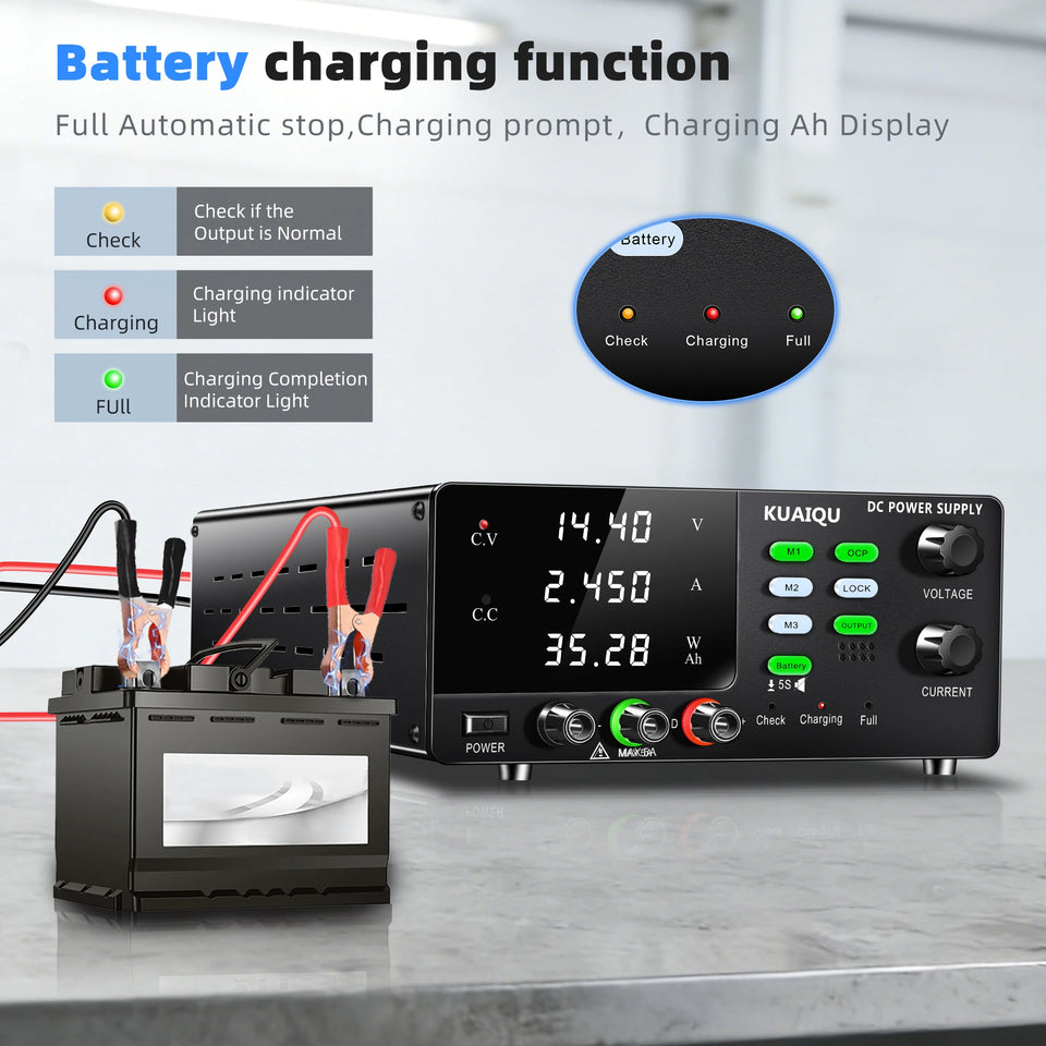 15V 30V 60V DC Power Supply Variable High Power Bench Power Supply for Fast Recharge, Equivalent to adding a BMS to your battery