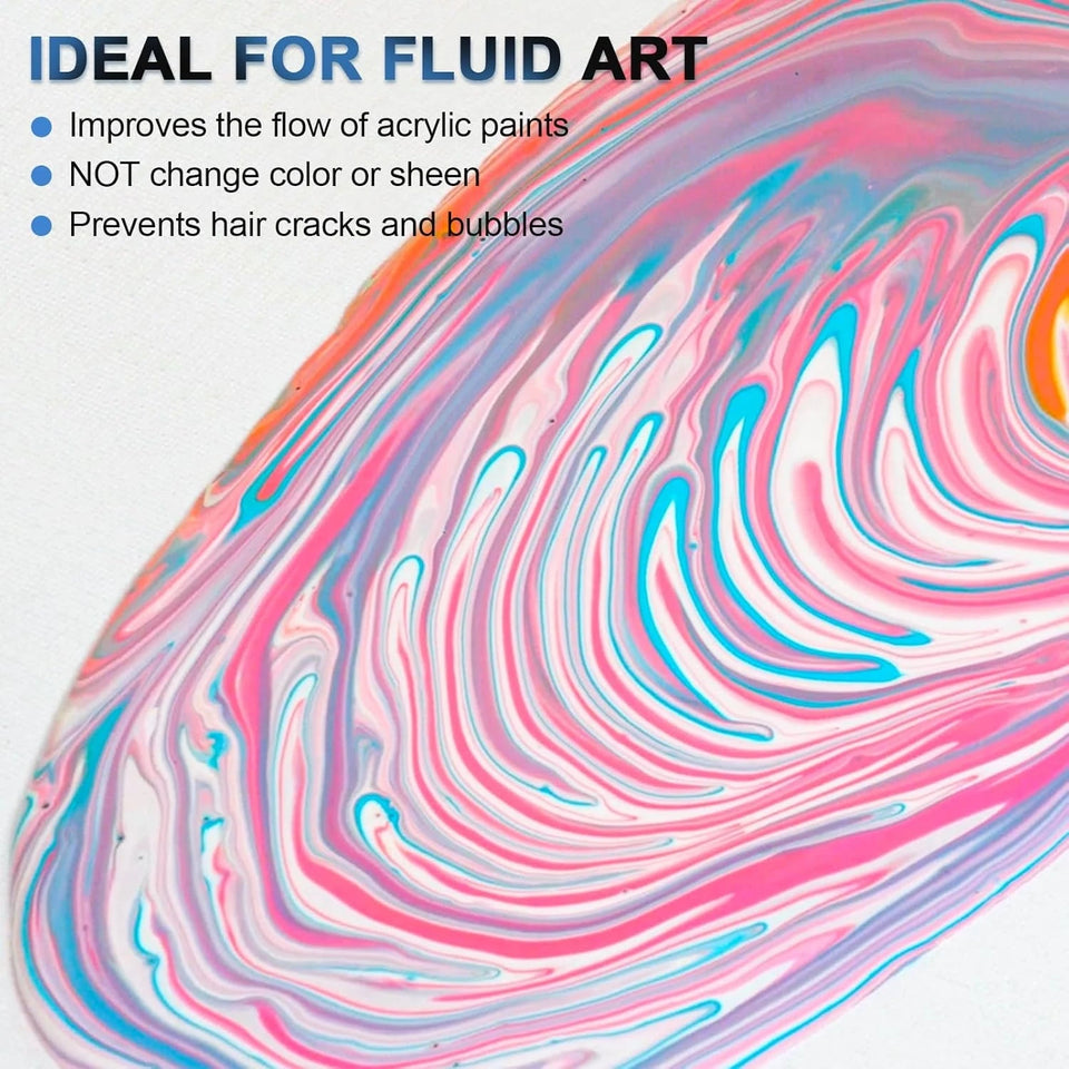 Acrylic Flow Medium for Acrylic Paint, High FlowPouringMedium, Improves Consistency, Transparency and Smoothness for Fluid Art