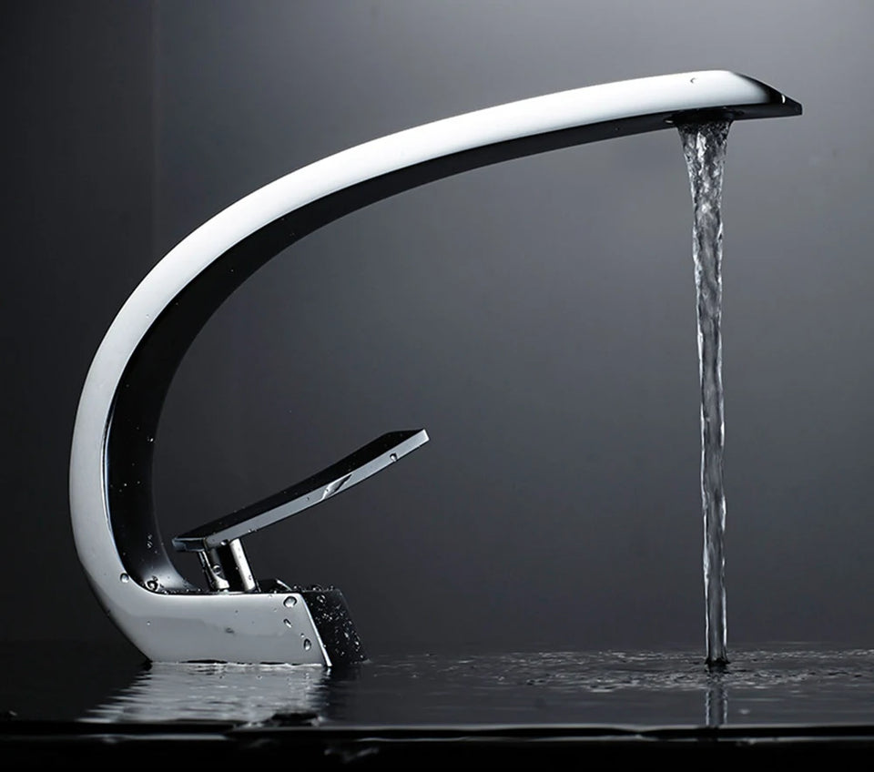 Basin Faucet Modern Bathroom Mixer Tap Black/chrome Wash basin Faucet Single Handle Hot and Cold Waterfall Faucet
