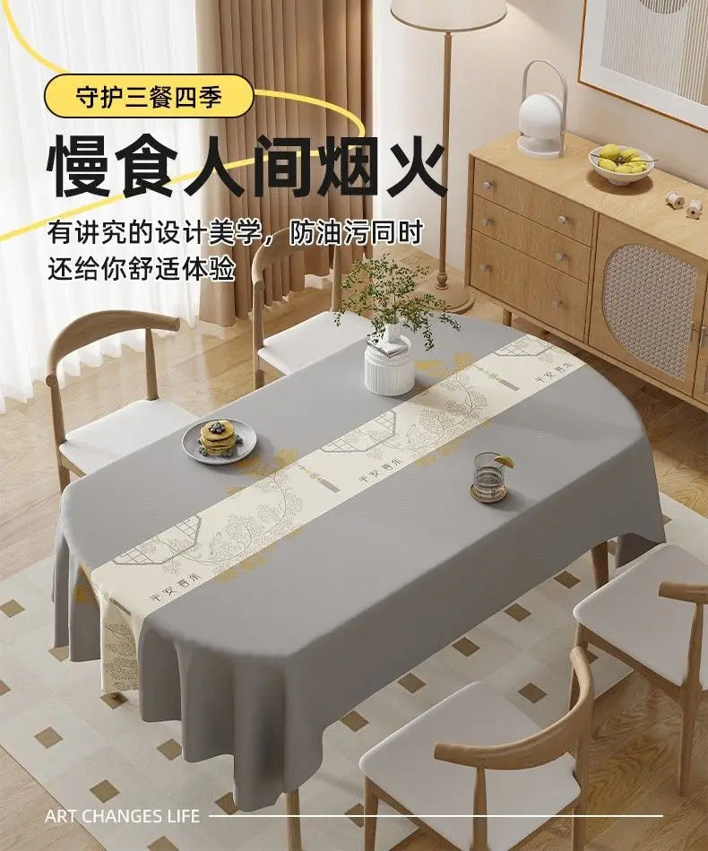 Square Printing Tablecloth No Wash Oil Proof Waterproof and Heat-resistant PVC Table Mat Home Banquet Coffee Table Decoration