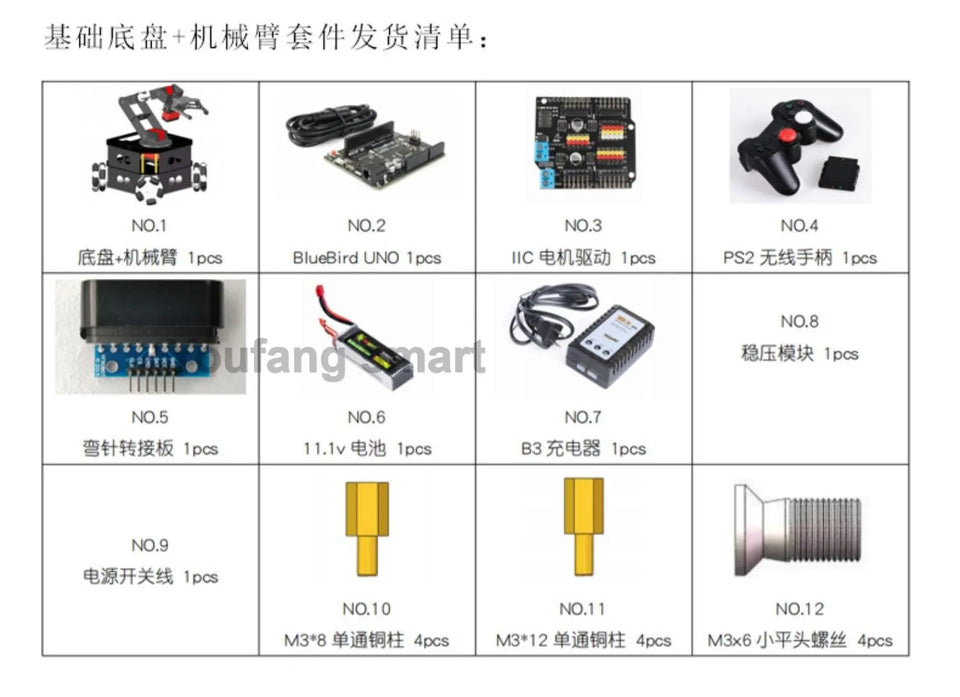 4 Dof Robotic Arm with 4WD Car Omni Wheel Obstacle Avoidance Motor Servo RC Car for Arduino Robot DIY Kit Ps2 Programmable Robot