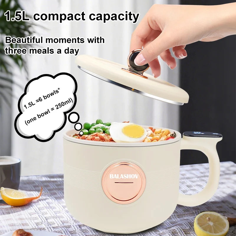 220V Multi Cookers Portable Electric Hot Pot 1.5L Household Non-stick Pan electric cooking pot for Ramen, Dumplings, Oatmeal