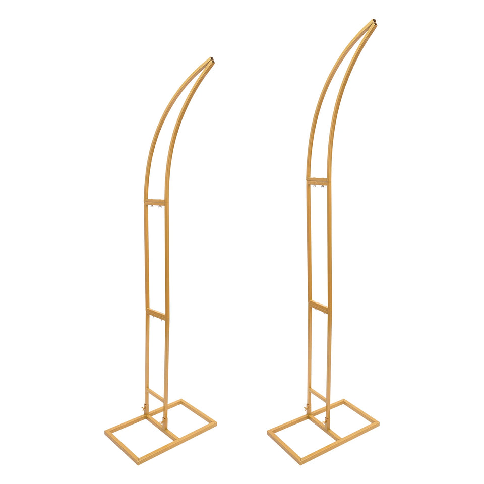 2PCS Wedding Arched Bracket,2.1m & 1.9m White/Gold Curved Wedding Stand,Decoration Backdrop Stand for Ceremony and Party