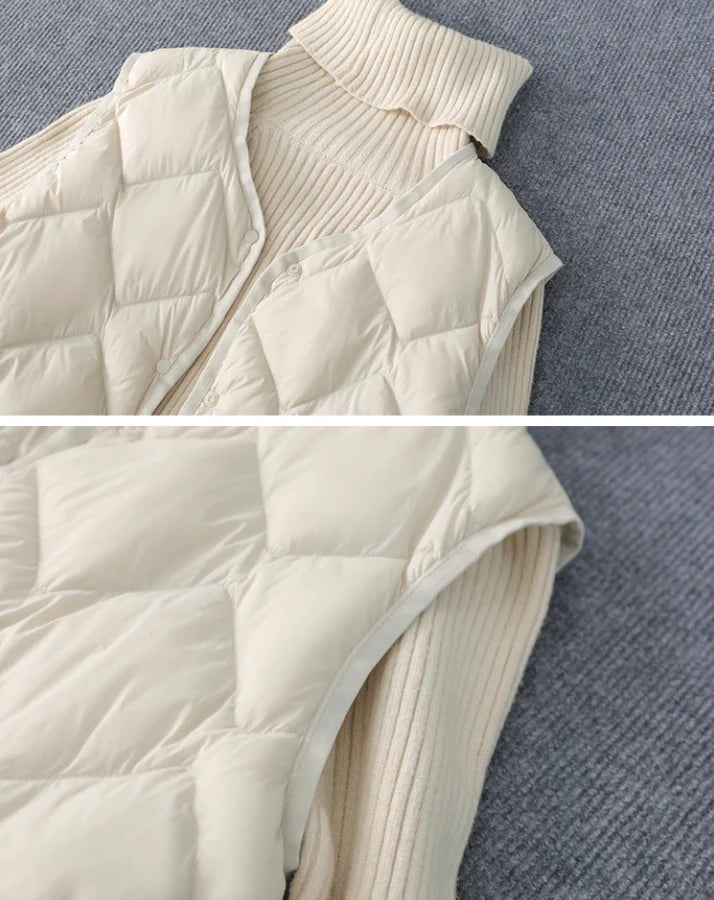 New Arrivals Korean X-long Sleeveless Puffer Jacket 2025 Autumn Winter Women Fashion Ultra Light Down Liner Warm Coats 3xl