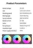 COOLCIRC PC Case Fan 120mm ARGB  Mirror Cycle Light Effect CPU Cooler Fan 4PIN PWM 58.36CFM Fan for Computer Water Cooler