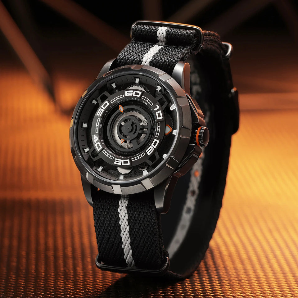 BERNY Automatic Men's Skeleton Watch 5ATM Luminous Sapphire Exhibition 3D Dial 316L Steel MIYOTA 82S0 Mechanical Watches for Men