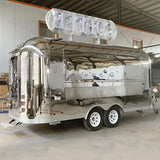 Customized Snacks Ice Cream Fast Food Truck Stainless Steel Trailer with Full Kitchen Hotdogs Candies Chips Business