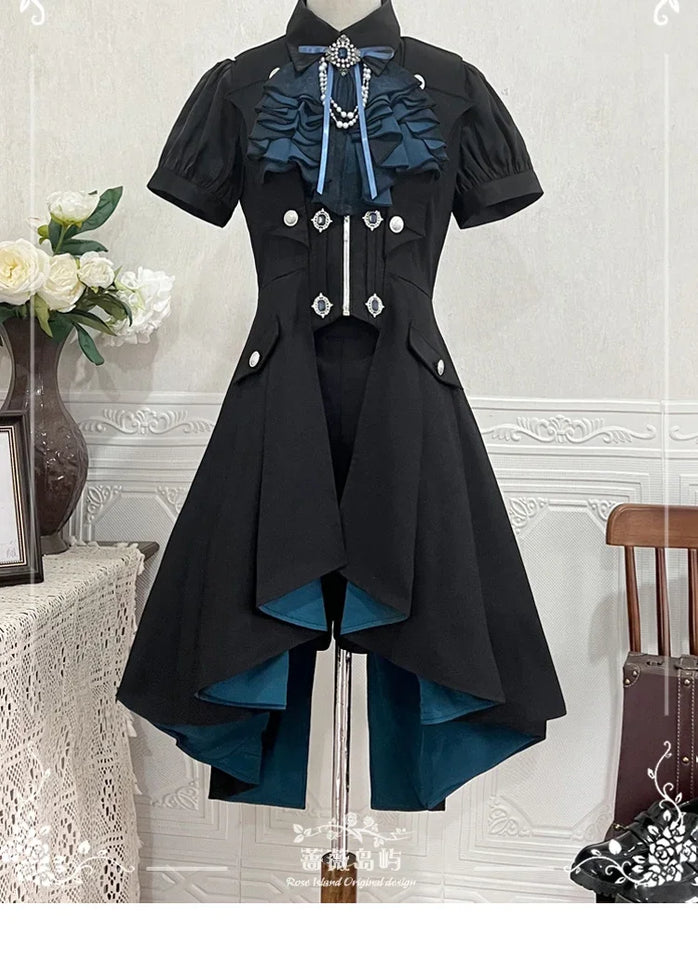 Original Dark Goth Prince Clothing Set New Spring Summer Women's Cool Black Shirt Irregular Vest Shorts 3 Piece Suit Outfits