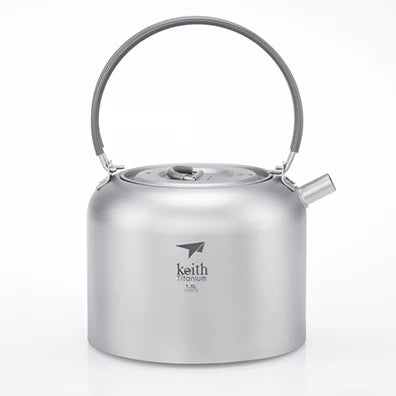 Keith Titanium Kettle 1.5L Camping Picnic Cookware Titanium Teapot Ultralight Outdoor Camping Coffee Pot With String BagTi3907