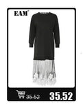 [EAM] Black Irregular Knot Sweatshirt New Stand Collar Long Sleeve Women Big Size Fashion Tide Spring Autumn 2026 1DJ1848