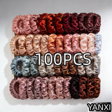 1/30/60/100pcs bulk satin scrunchies 100colors  women small 6.5cm headwear hair ties accessories casual cute black coffee