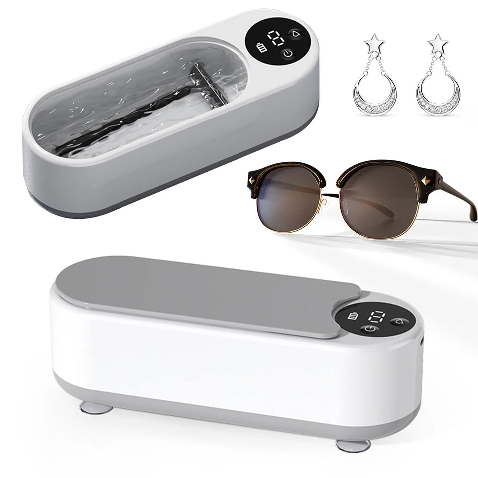 Ultrasonic Jewelry Cleaner Machine Multifunctional Glasses Cleaner Portable Cleaning Machine USB Rechargeable for Ring Necklaces