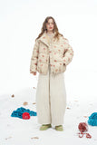 ELFSACK 2025 Winter New Arrivals Y2K Sweet Cute Solid Rose Bow Graphic Hoodless Half High Stand Collar Short Down Jacket For Wom