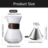 400ml Striped Glass Pot Pour-over Coffee Sharing Pot Simple Cold Drink Pot Coffee Utensils Tea Set Coffee Accessories