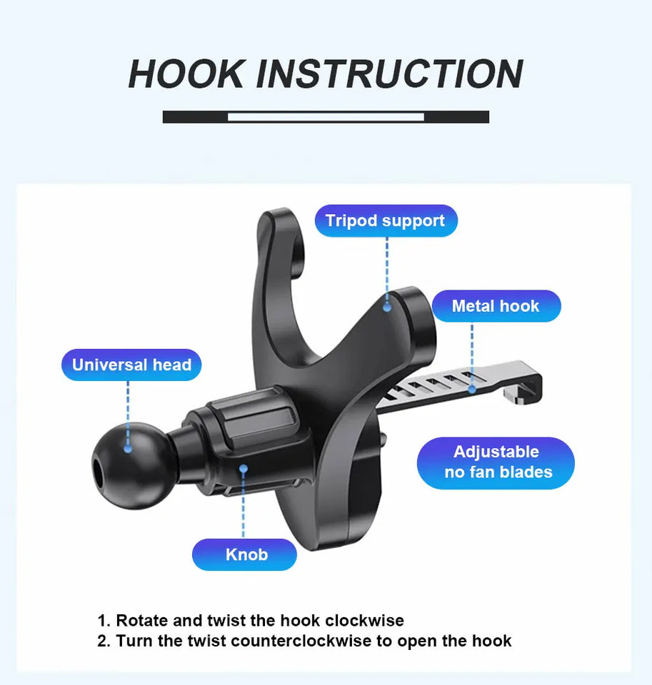 SEAMETAL Gravity Car Phone Holder Auto Air Vent Clip Cellphone Bracket Universal Car Air Vent Mobile Phone Stand For Navigation