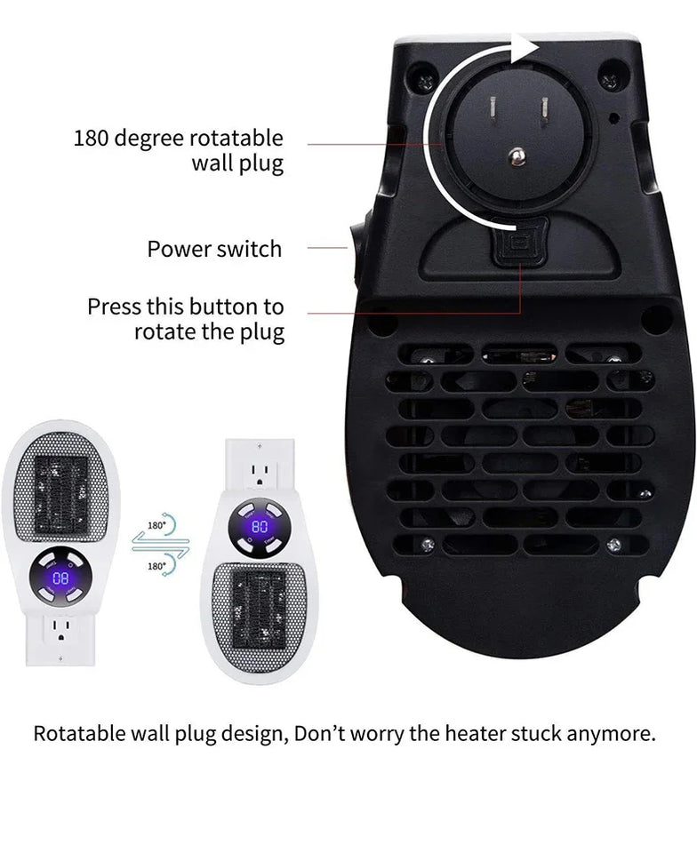Portable Mini Space Heater with Remote Control Fast Heating Electric Warmer for Room Office Desk Indoor Use