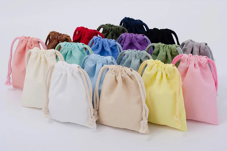 Cotton Drawstring Storage Bag White Canvas Bags for Candy Gift Package Pouch Reusable Home Sundries Organize Dustproof Sacks