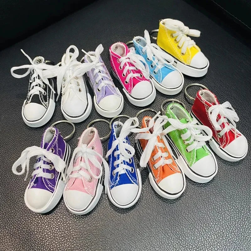 3D Canvas Sneaker Tennis Shoe Keychain Blue Pink Black White Sports Shoes Keyring Bag Ornaments Car Trinket Keyring Accessories
