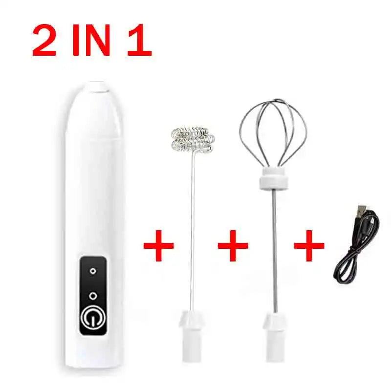 hot Electric Milk Frother Portable Egg Beater Hand Held Coffee Whisk Foam Mixer Rechargeable Kitchen Household Milk Foamer