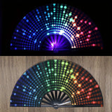 Folding Fan Bright Color Rainbow Starry Sky Color Glow In The Dark Festival Performance Party Supplies Hand Fan Xmas Dance Fan