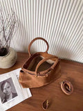 Winter Matte Coffee Camel Grey Large Tote Russian Style Real Suede Cow Leather Women Handbag Nubuck Commuter Office Shoulder Bag