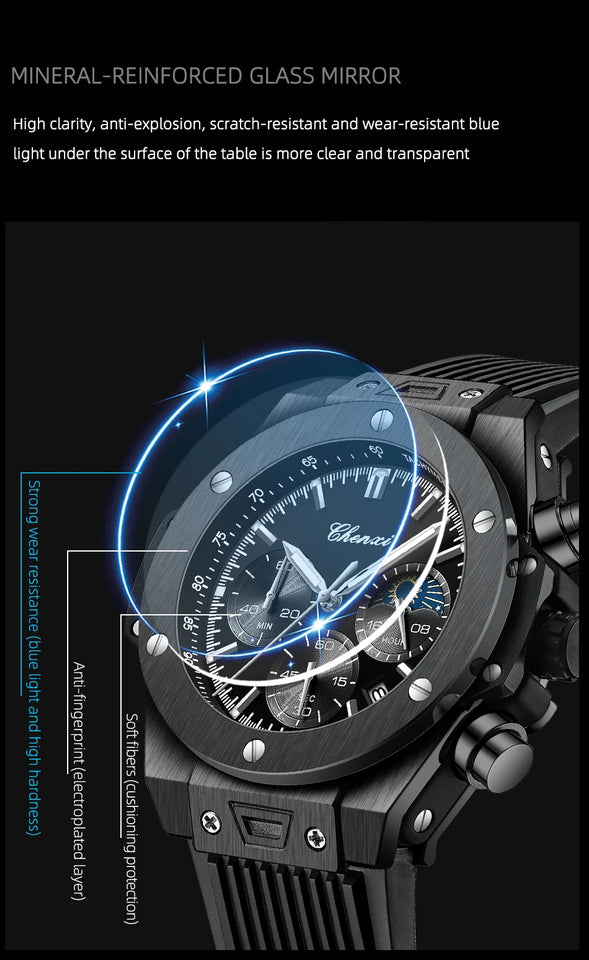 CHENXI Top Brand Luxury Watches for Mens Creative Fashion Luminous Dial with Chronograph Clock Male Casual Wristwatches