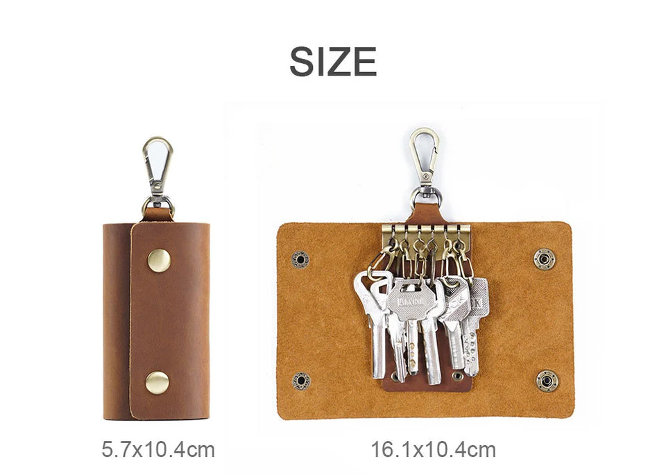 100 % Genuine leather   Multi-function Key Bag High Quality Crazy Horse leather Key Pouch Unisex Leather Business Gift