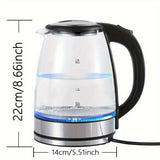 2L Glass Electric Kettle (67.6oz) – 1000W Fast Boiling with Anti-Dry Burn Tech for Kitchen & Dining