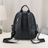 Jierotyx Goth Skull Embossed Backpack for Women Halloween Studded Decor Daypack Punk Style PU Leather Bag Fashion Rivet Travel