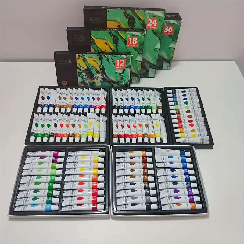12/18/24/36 Colorful acrylic paint set, 12ml/0.42 oz, can be mixed for painting, doodling, DIY and artistic creation perfect hol