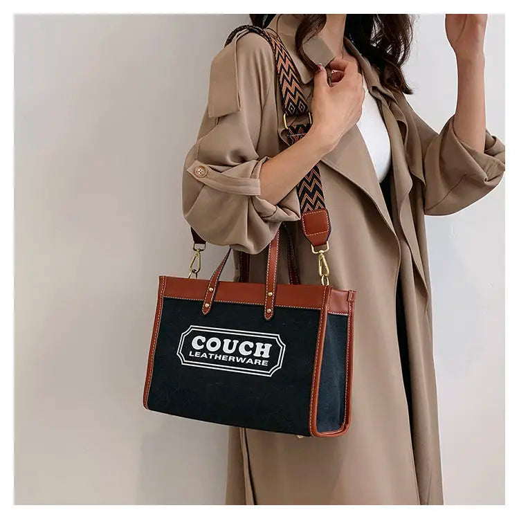 Canvas handbags women's 2023 new fashion all-match tote bag style large capacity shoulder messenger bag for woman