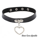 Woman Black Punk Choker Collar Necklace Sexy PU Leather Heart Lock Key Spike Chocker Gothic Cosplay Accessories Party Jewelry