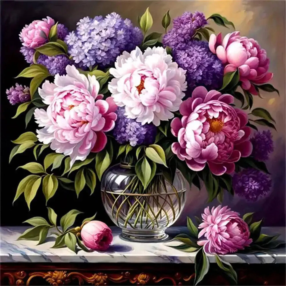 Huacan Peony 5D Diamond Painting Bottle Flower New Arrivals 2025 Diamond Mosaic Rhinestone Pictures Wall Decor Art Gift