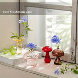 5 Colors Plant Mushroom Glass Vase, Mini Plant Glass Container, Unique Small Glass Vase, Home Christmas Halloween Decoration