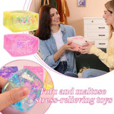 Glitter Squishy Cube Stress Squeeze Toys Anti Stress Slow Rebound Maltose Ice Cubes Colorful Squeeze Block Decompression Toy