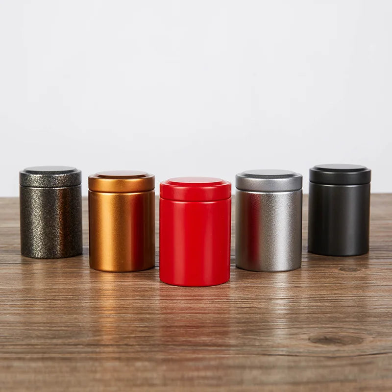 Round Shaped Jar Eco-Friendly Coffee Tea Caddy Mini Tin Storage Box Round Sealed Iron Box For Coffee Storage Home Decor Tea
