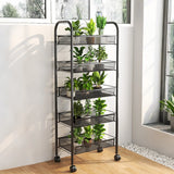 5-Tier Rolling Storage Organizer, Mobile Utility Cart, Kitchen Cart With Wheels, Storage Shelves Multifunctional Storage Cart