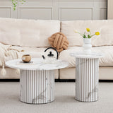 Set of 2 Nordic Style Wooden Round Coffee Table Set, Wooden Nesting Coffee Table, for Living Room/Bedroom Furniture