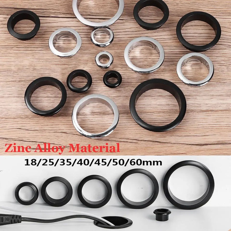 Computer Desk Cable Grommets Wire Hole Cover Cabinet Vent Decorative Ring Cable Outlet Port Furniture Hardware Desk Organizer