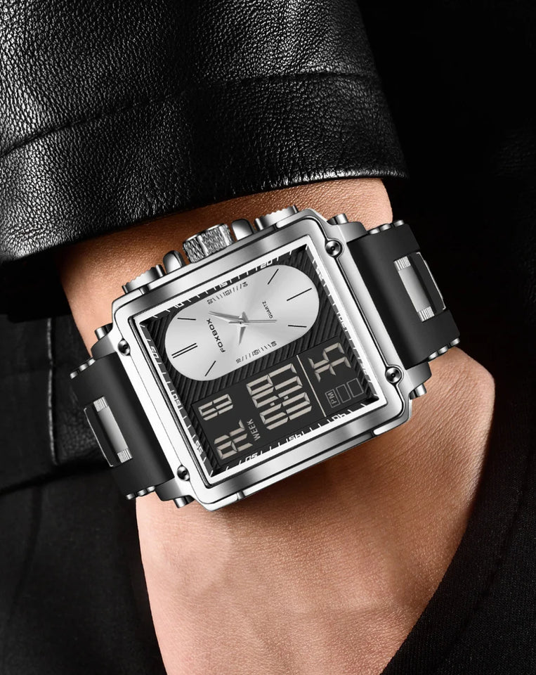 LIGE Fashion Square Digital Watch Men Casual Sports Waterproof Men's Quartz Wristwatch FOXBOX Top Brand Luxury Chronograph Watch