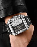 LIGE Fashion Square Digital Watch Men Casual Sports Waterproof Men's Quartz Wristwatch FOXBOX Top Brand Luxury Chronograph Watch
