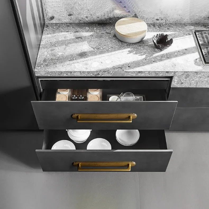 Antique Brass Cabinet Knobs Drawer Handles Zinc Alloy Pulls Mid-Century Modern Hardware for Kitchen and Bathroom Cupboard