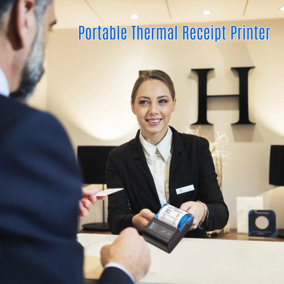 Bisofice Portable Mini Thermal Printer 2 Inch Wireless USB Receipt Bill Ticket Printer with 58mm Print Paper  for Restaurant