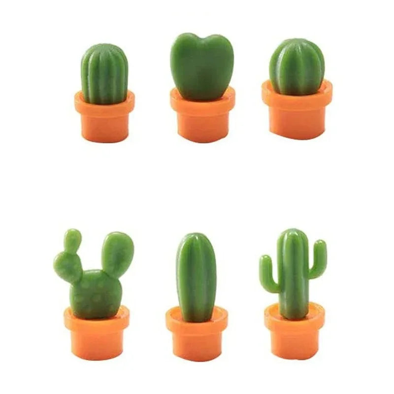 6Pcs/Set 3D Cute Succulent Plant Magnet Message Sticker for Kitchen Refrigerator Magnet Button Cactus decoration accessories