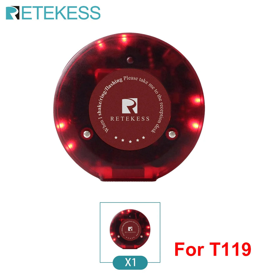 RETEKESS T119 Wireless Restaurant Paging System Coaster Vibrater Buzzer Receiver 2-Way Charge for Cafe Food Trucks