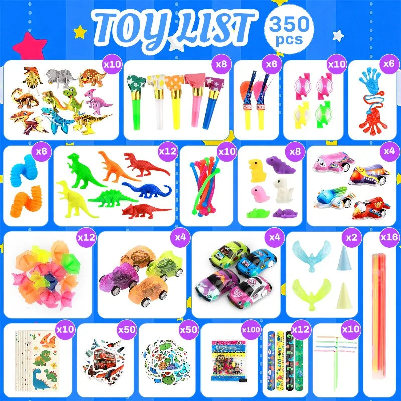 350Pcs Kids Party Favor Set Fun Birthday Wedding Carnival Christmas Gifts Pack for Kindergarten Prizes Guest Toy Collection